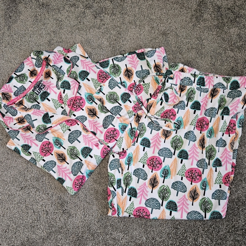 Muk Luks Dream Cloud Tree Print Pajamas PJ Set Women's Sleepwear 2X - Picture 4 of 8
